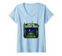 Femme Virtual Fairway Night Golf Intérieur Simulateur T-Shirt avec Col en V