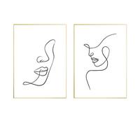 Femme Visage Croquis Art Imprimer Noir et Blanc Femme Dessin Au Trait Affiches Minimaliste Murale Tableaux Murale Art Toile tableau Peinture Maison Chambre Decoration Sans Cadre 50×70cm×2 pcs