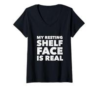 Femme Visage de l'étagère au repos, c'est un vrai dicton de T-Shirt avec Col en V