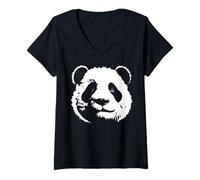 Femme Visage de Panda géant T-Shirt avec Col en V