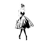 Femme Visage Mode Style Vêtements Boutique Vêtements Salon de Beauté Affichage Stickers muraux 54x106.7cm Décoration de magasin Noir