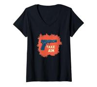 Femme Visez et un costume de pistolet cool T-Shirt avec Col en V