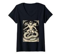 Femme Visez Trois Visages de Destruction T-Shirt avec Col en V