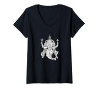 Femme Vishnu en Tant Que Poisson Hindou Dieu Art Hindouisme T-Shirt avec Col en V