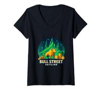 Femme Vision du marché de Bull Street Skyline T-Shirt avec Col en V