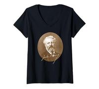 Femme Visionary - Jules Verne Portrait 2 - T-Shirt de Science-Fiction T-Shirt avec Col en V