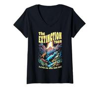 Femme Visite de l'extinction des dinosaures : science paléontologique amusante et vintage T-Shirt avec Col en V