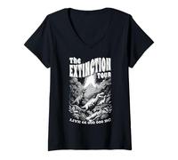 Femme Visite de l'extinction des dinosaures : science paléontologique amusante et vintage T-Shirt avec Col en V