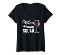 Femme Visite des vignobles de l'équipe de dégustation de vin T-Shirt avec Col en V