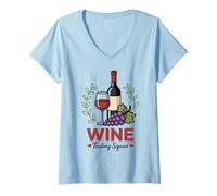 Femme Visite du vignoble de l'équipe de dégustation de vin T-Shirt avec Col en V