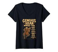 Femme Visite mongole de Gengis Khan | Design Historique Vintage T-Shirt avec Col en V