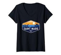 Femme Visitez l'île Sainte-Marie, Le Paradis du Crime Britannique T-Shirt avec Col en V