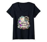 Femme Vitals Then Vibes Soins Constantes T-Shirt avec Col en V