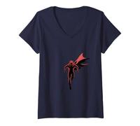 Femme Vitesse d'action Rapide de Style Bande dessinée Super héros. Marque : T-Shirt avec Col en V