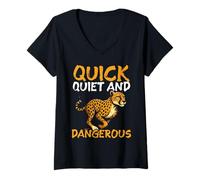 Femme Vitesse Rapide silencieuse et dangereuse de guépard T-Shirt avec Col en V