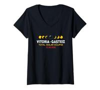 Femme Vitoria-Gasteiz, Spain Total Solar Eclipse 2026 T-Shirt avec Col en V