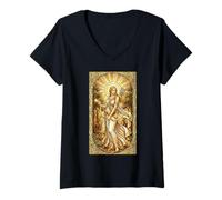 Femme Vitrail Artémis Grèce Antique déesse Grecque T-Shirt avec Col en V