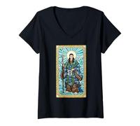 Femme Vitrail Izanagi Mythologie Japonaise Dieu Boho T-Shirt avec Col en V