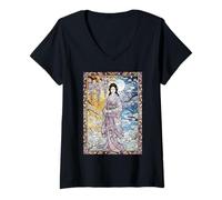 Femme Vitrail Izanami Mythologie Japonaise Déesse T-Shirt avec Col en V
