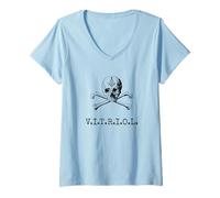 Femme Vitriol Symbole maçonnique os de crâne - Maître maçon Franc-maçon T-Shirt avec Col en V