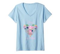 Femme Viva la vulva Drôle de vagin floral utérus Droits de la femm T-Shirt avec Col en V