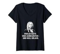 Femme Vivaldi : Quatre Saisons, 0 Vacances - Compositeur sans Pause T-Shirt avec Col en V