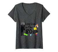 Femme Vive la Culture des années 80 T-Shirt avec Col en V