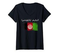 Femme Vive l'Afghanistan Pachto Language Afghan Pride T-Shirt avec Col en V