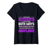 Femme Vivre avec la fibromyalgie Fibro Warrior T-Shirt avec Col en V