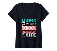 Femme Vivre Cette Vie de conseiller Scolaire audacieuse T-Shirt avec Col en V