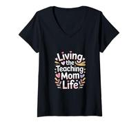 Femme Vivre la Classe de Professeur de la Vie de Maman Qui enseigne T-Shirt avec Col en V