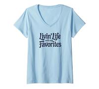 Femme Vivre la Vie avec Mes favoris T-Shirt avec Col en V