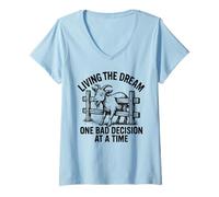 Femme Vivre ses rêves, une mauvaise décision à la fois, blague amusante sur une chèvre T-Shirt avec Col en V