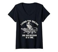 Femme Vivre son rêve, une mauvaise décision à la fois Funny Frog Gator T-Shirt avec Col en V