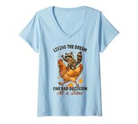 Femme Vivre son rêve, une mauvaise décision à la fois Raccoon Cowboy T-Shirt avec Col en V