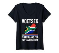 Femme Voetsek Afrikaans Have A Nice Day Afrique du Sud T-Shirt avec Col en V