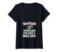 Femme Voetsek Sarrastique drôle d'Afrique du Sud T-Shirt avec Col en V