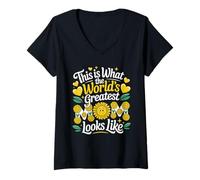 Femme Voici à quoi ressemble la meilleure maman du monde pour la fête des mères T-Shirt avec Col en V