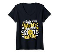 Femme Voici à quoi ressemble la meilleure maman du monde pour la fête des mères T-Shirt avec Col en V