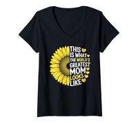 Femme Voici à quoi ressemble la meilleure maman du monde pour la fête des mères T-Shirt avec Col en V