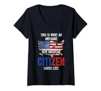 Femme Voici à quoi ressemble un nouveau citoyen américain génial T-Shirt avec Col en V