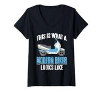 Femme Voici à Quoi Ressemble Un Vrai scootériste Urbain T-Shirt avec Col en V
