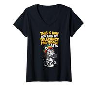 Femme Voici Combien de Temps Dure ma tolérance pour Les Gens Meme Rasta T-Shirt avec Col en V