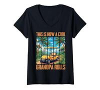Femme Voici Comment Un Grand-père Cool Roule T-Shirt avec Col en V