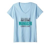 Femme Voici Comment Un Manager Cool Ressemble à Un collègue de Travail drôle T-Shirt avec Col en V