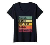 Femme Voici Dante The Best Dad In The World Father's Day Retro T-Shirt avec Col en V