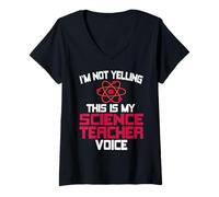 Femme Voici ma Voix de Prof de Sciences Pas en colère T-Shirt avec Col en V