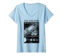 Femme Voie lactée Système Solaire Terre Vous êtes Ici Astronomie Science T-Shirt avec Col en V