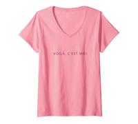 Femme Voilà C'est Moi | Citation Française Chic Paris T-Shirt avec Col en V