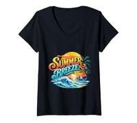 Femme Voilier rétro Summer Breeze Ocean Sunset T-Shirt avec Col en V